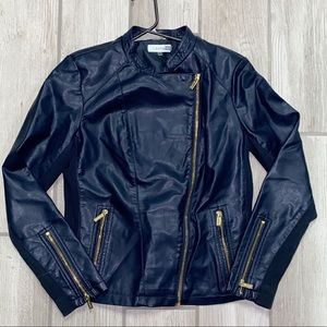 Calvin Klein navy leather jacket